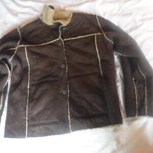 Womens Size Medium Woolrich Winter Jacket Very Nice Jacket Faux Leather Suede